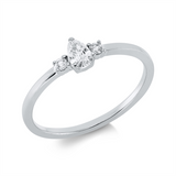 Ring 18 kt WG, 1 Tropfen 0,19 ct, TW-si, 2 Brill. 0,04 ct, TW-si