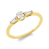 Ring 18 kt GG, 1 Oval 0,21 ct, TW-si, 2 Trap. 0,10 ct, TW-si