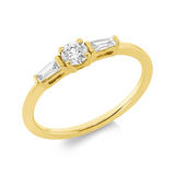 Ring 18 kt GG, 1 Brill. 0,23 ct, TW-si, 2 Trap. 0,10 ct, TW-si