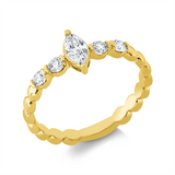 Ring 18 kt GG, 1 Nav. 0,26 ct, TW-si, 4 Brill. 0,21 ct, TW-si
