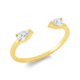 Ring 18 kt GG, 2 Tropfen 0,32 ct, TW-si