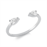 Ring 18 kt WG, 2 Tropfen 0,32 ct, TW-si