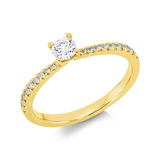 Ring 18 kt GG, 1 Brill. 0,25 ct, TW-si, 20 Brill. 0,15 ct, TW-si