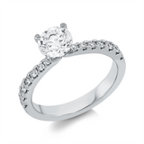 Ring 18 kt WG, GIA5513732047, 1 Brill. 1,00 ct, TW-si, 14 Brill. 0,33 ct, TW-si