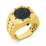 Ring 18 kt GG, Fassung teils schwarz rhodinie, 34 Brill. 0,97 ct, schwarz