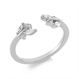 Ring 18 kt WG, 4 Nav. 0,13 ct, TW-si, 4 Brill. 0,03 ct, TW-si