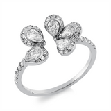 Ring 18 kt WG, 16 Brill. 0,14 ct, TW-si, 5 Tropfen 0,45 ct, TW-vsi, 33 Brill. 0,14 ct, TW-si