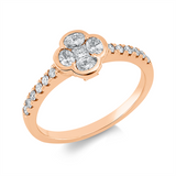 Ring 18 kt RG, 1 Princ. 0,06 ct, TW-vsi, 4 Oval 0,31 ct, TW-vsi, 12 Brill. 0,16 ct, TW-si