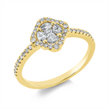 Ring 18 kt GG, 1 Princ. 0,06 ct, TW-vsi, 4 Nav. 0,21 ct, TW-vsi, 38 Brill. 0,18 ct, TW-si