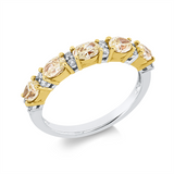 Ring 18 kt WG+GG, 12 Brill. 0,11 ct, TW-si, 5 Oval 0,99 ct, gelb