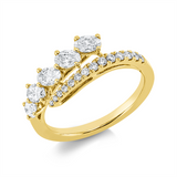 Ring 18 kt GG, 5 Oval 0,71 ct, W-vsi, 14 Brill. 0,15 ct, TW-si
