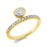 Ring 14 kt GG, 1 Oval 0,39 ct, W-si, 17 Brill. 0,21 ct, W-si/pi