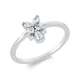 Ring 18 kt WG, 1 Tropfen 0,10 ct, TW-si, 4 Nav. 0,19 ct, TW-si