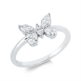 Ring 18 kt WG, 1 Nav. 0,08 ct, TW-si, 2 Nav. 0,28 ct, TW-si, 2 Tropfen 0,24 ct, TW-si