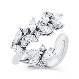 Ring 18 kt WG, 11 Nav. 1,50 ct, F-si, 9 Brill. 0,28 ct, F-si