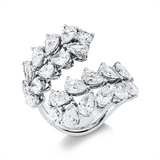 Ring 18 kt WG, 18 Tropfen 3,60 ct, F-vsi, 4 Brill. 0,82 ct, F-si