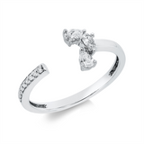 Ring 18 kt WG, 3 Tropfen 0,20 ct, TW-si, 9 Brill. 0,04 ct, TW-si