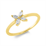 Ring 18 kt GG, 4 Nav. 0,24 ct, TW-si