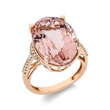 Ring 18 kt RG, 28 Brill. 0,13 ct, TW-si, 1 Morganit 5,25 ct rosé