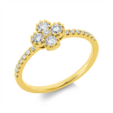 Ring 18 kt GG, 4 Brill. 0,33 ct, TW-si, 15 Brill. 0,10 ct, TW-si