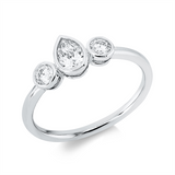 Ring 18 kt WG, 1 Tropfen 0,25 ct, TW-si, 2 Brill. 0,19 ct, TW-si
