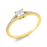 Ring 18 kt GG, GIA 2527223876, 2 Brill. 0,02 ct, TW-si, 1 Princ. 0,33 ct, E-vs2, 26 Brill. 0,10 ct, TW-si