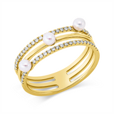 Ring 18 kt GG, 48 Brill. 0,17 ct, TW-si, 3 SW weiß 3 mm