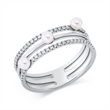 Ring 18 kt WG, 48 Brill. 0,17 ct, TW-si, 3 SW weiß 3 mm