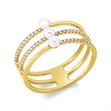 Ring 18 kt GG, 48 Brill. 0,17 ct, TW-si, 3 SW weiß 3 mm