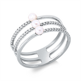 Ring 18 kt WG, 48 Brill. 0,17 ct, TW-si, 3 SW weiß 3 mm
