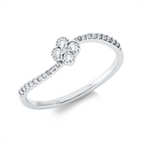 Ring 18 kt WG, 4 Brill. 0,09 ct, TW-si, 21 Brill. 0,10 ct, TW-si