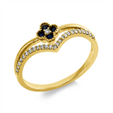 Ring 18 kt GG, 26 Brill. 0,11 ct, TW-si, 4 Saphire 0,16 ct blau