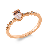 Ring 18 kt RG, 8 Brill. 0,03 ct, TW-si, 1 Morganit 0,60 ct pink