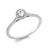Ring 18 kt WG, 14 Brill. 0,06 ct, TW-si, 1 Oval 0,14 ct, TW-si, 22 Brill. 0,11 ct, TW-si