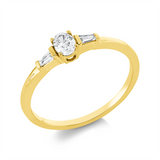 Ring 18 kt GG, 1 Oval 0,18 ct, TW-si, 2 Trap. 0,05 ct, TW-si
