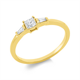 Ring 18 kt GG, 1 Princ. 0,19 ct, TW-si, 2 Trap. 0,07 ct, TW-si