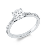 Ring 18 kt WG, GIA2526171144, 4 Brill. 0,17 ct, TW-si, 1 Brill. 1,01 ct, TW-vs2, 10 Brill. 0,20 ct, TW-si