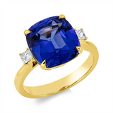 Ring 18 kt GG, 2 Princ. 0,17 ct, TW-si, 1 Tansanit 5,95 ct blau