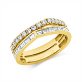 Ring 18 kt GG, 16 Bag. 0,56 ct, TW-si, 20 Brill. 0,43 ct, TW-si