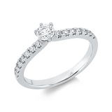 Ring 18 kt WG, 1 Brill. 0,25 ct, TW-si, 14 Brill. 0,26 ct, TW-si