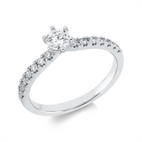 Ring 18 kt WG, GIA1523994830, 14 Brill. 0,26 ct, TW-si, 1 Brill. 0,30 ct, E-si