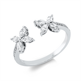 Ring 18 kt WG, 8 Nav. 0,46 ct, TW-vsi, 16 Brill. 0,06 ct, TW-si