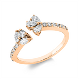 Ring 18 kt RG, 2 Nav. 0,14 ct, TW-vsi, 3 Tropfen 0,21 ct, TW-vsi, 15 Brill. 0,21 ct, TW-si
