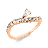 Ring 18 kt RG, 1 Tropfen 0,16 ct, TW-vsi, 13 Brill. 0,36 ct, TW-si