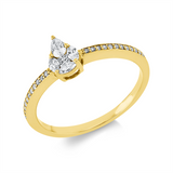 Ring 18 kt GG, 3 Nav. 0,09 ct, 1 Princ. 0,03 ct, 1 Tropfen 0,08 ct, TW-vsi, 24 Brill. 0,07 ct, TW-si