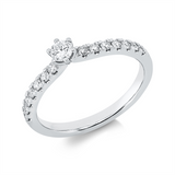 Ring 18 kt WG, 1 Brill. 0,15 ct, TW-si, 14 Brill. 0,26 ct, TW-si