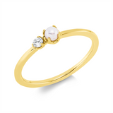 Ring 18 kt GG, 1 Brill. 0,05 ct, TW-si, 1 SW weiß 3 mm