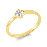 Ring 18 kt GG, 1 Brill. 0,01 ct, TW-si, 4 Brill. 0,09 ct, TW-si