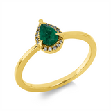 Ring 18 kt GG, 15 Dia. 0,04 ct, TW-si, 1 Smaragd 0,30 ct grün
