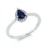 Ring 18 kt WG, 15 Dia. 0,04 ct, TW-si, 1 Saphir 0,45 ct blau